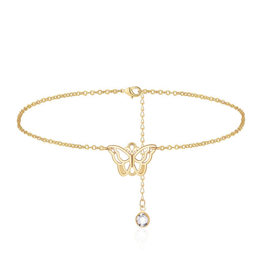 Dainty Personalized Butterfly Ankle Bracelets