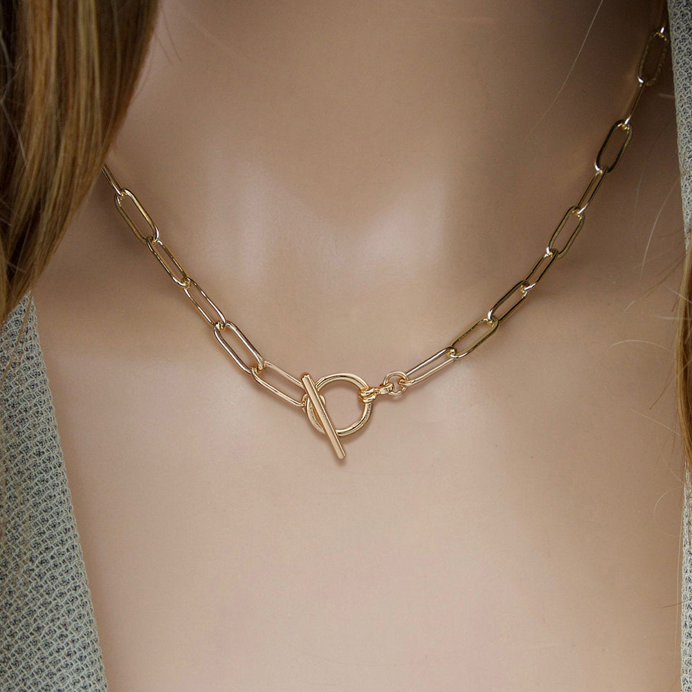 Gold Necklaces 14K Gold Plated Lock Necklace