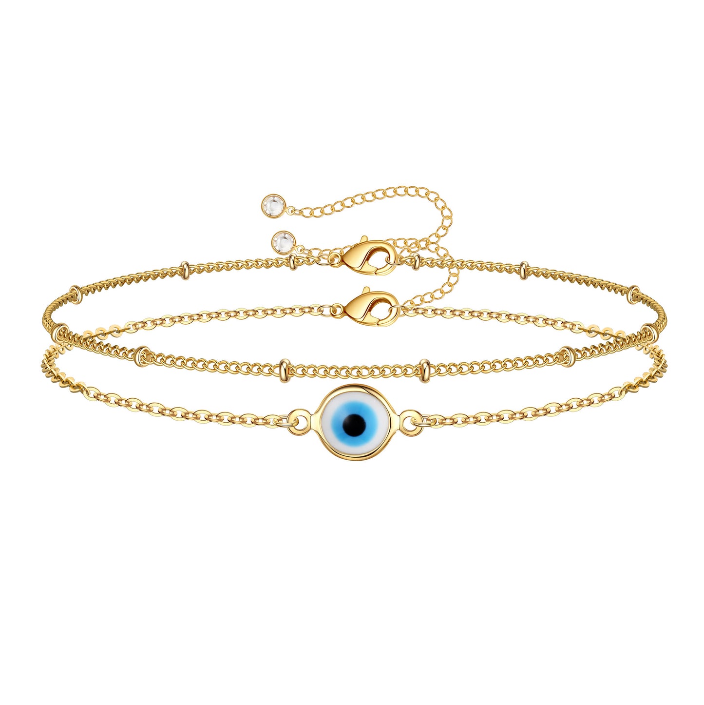 Layered Beads Chain & Evil Eye Bracelet