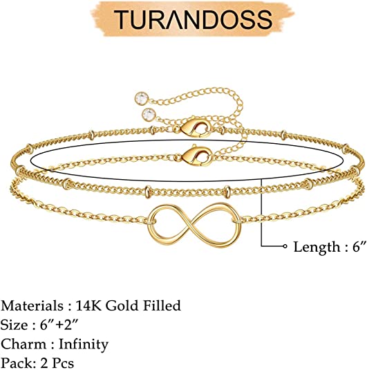 Turandoss Gold Bracelets for Women, 14K Filled