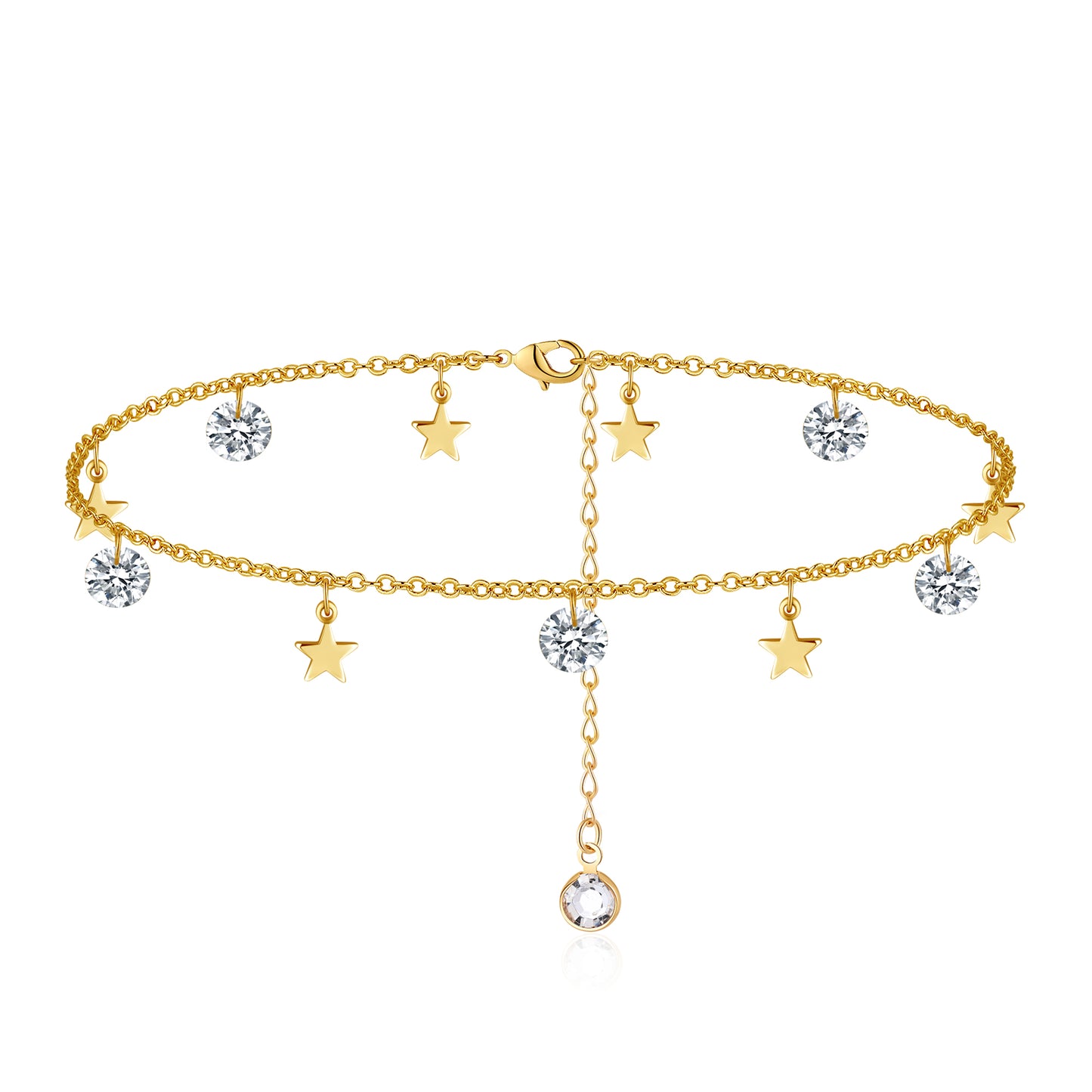 Personalized CZ Star Charm Anklets