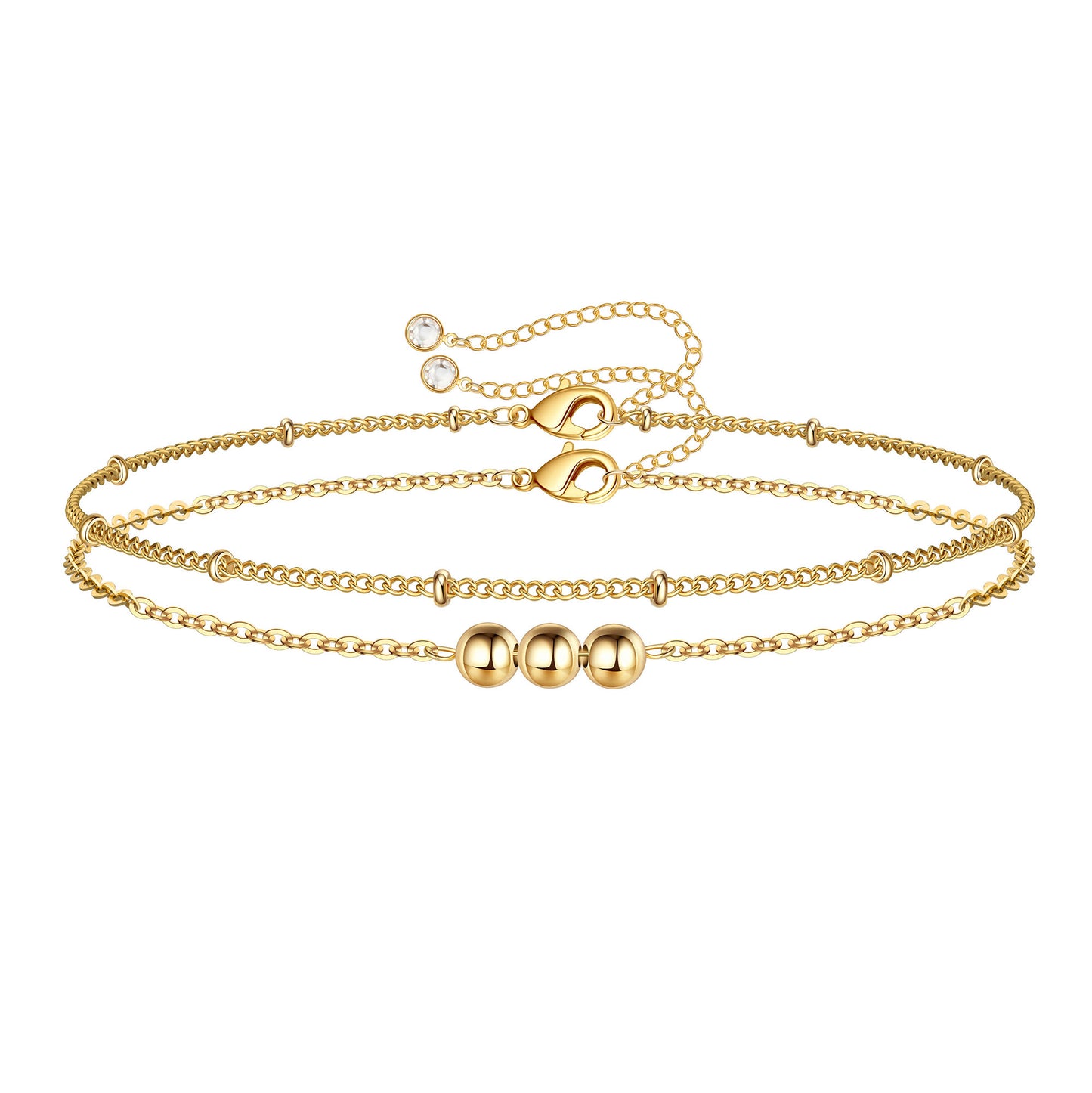 14K Gold Filled Adjustable Layered Bracelet