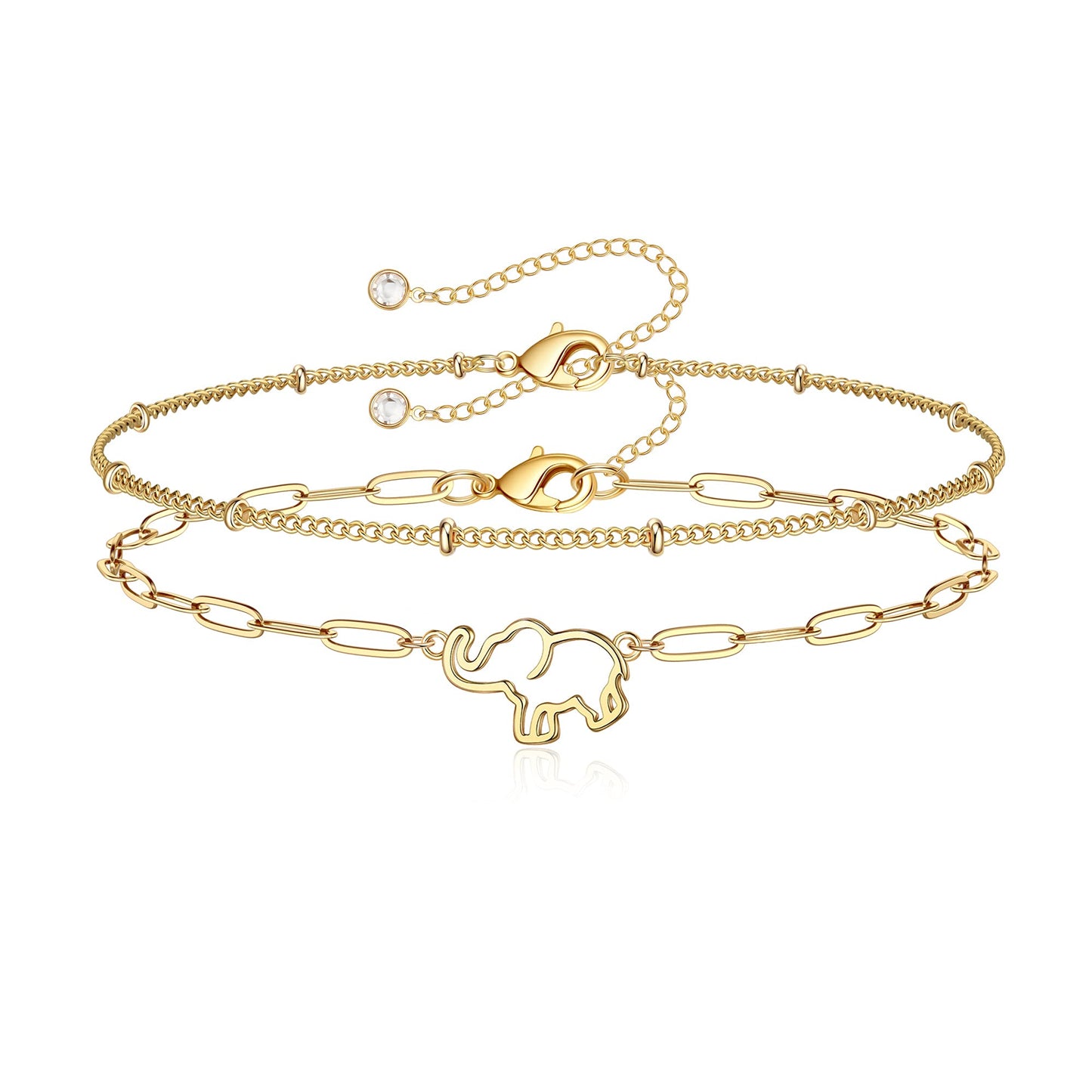 Personalized Layered Elephant Bracelet