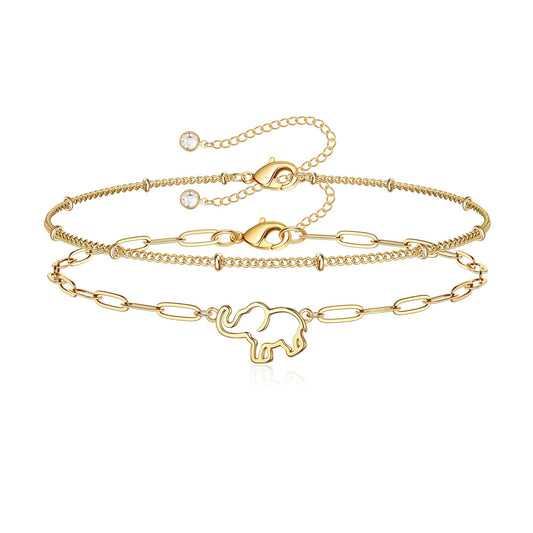 Personalized Layered Elephant Bracelet