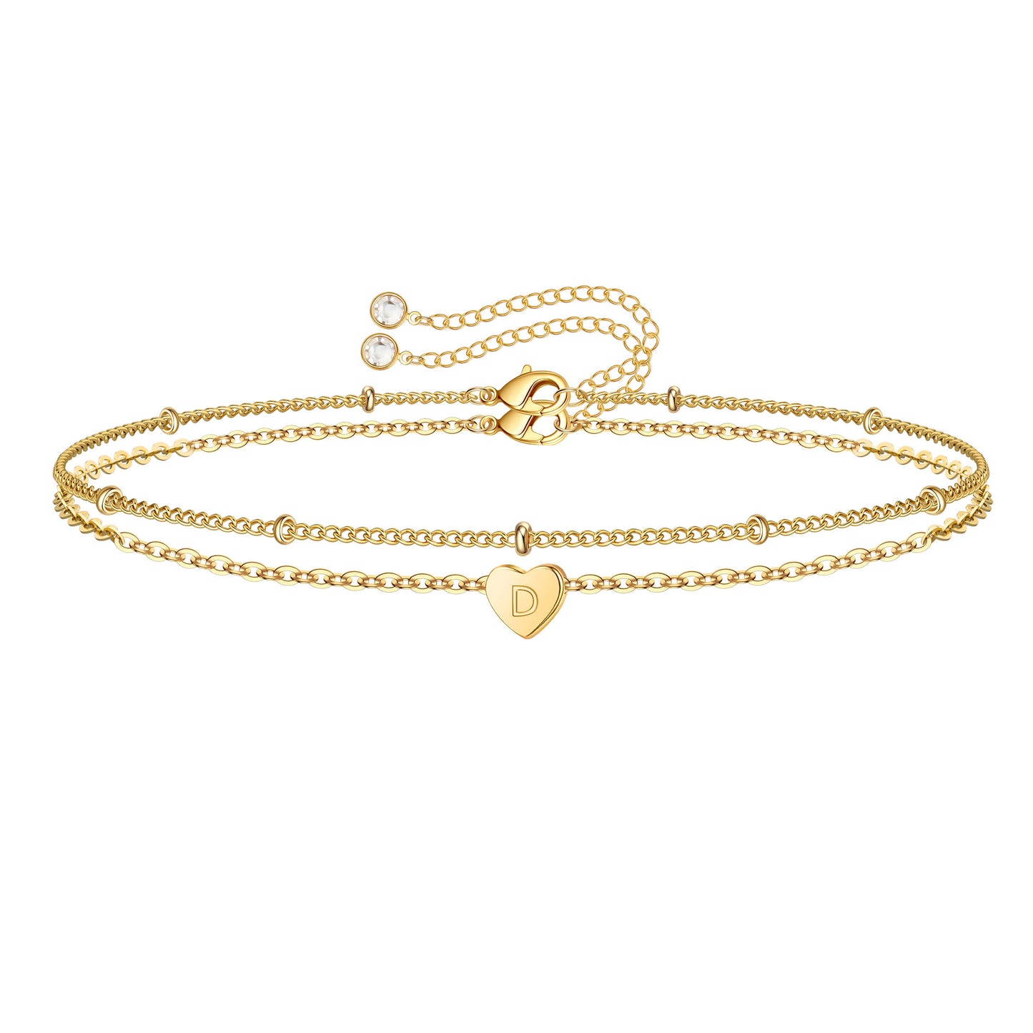 Heart Initial Bracelets for Women