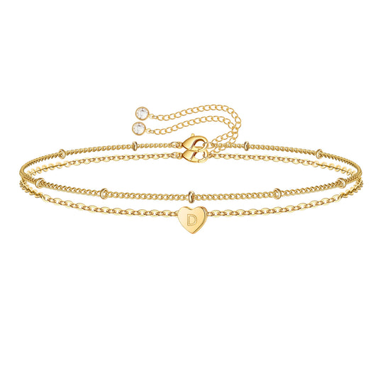 Heart Initial Bracelets for Women