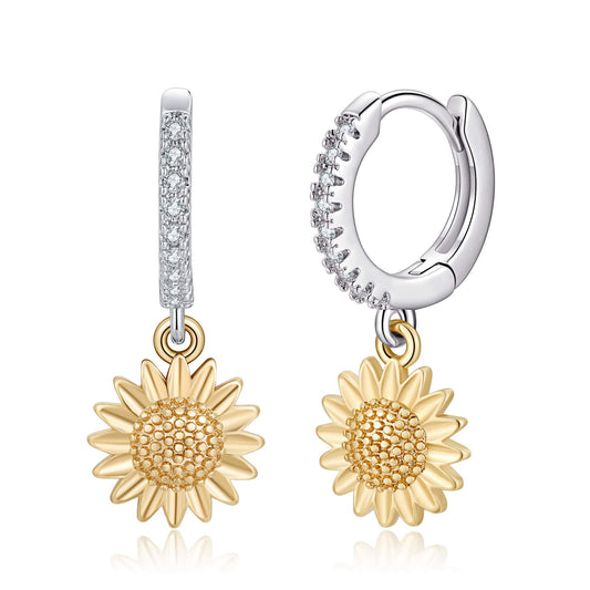 Classic Sunflower Pendant Earrings