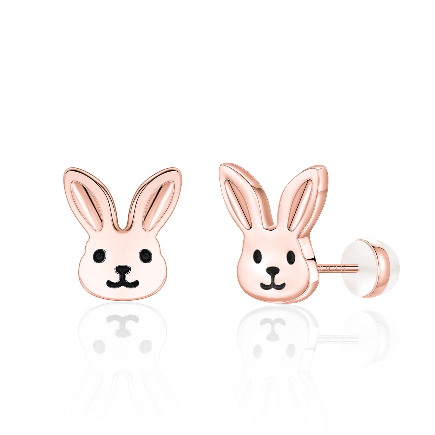 Rose Gold Plated Dainty Bunny Earrings