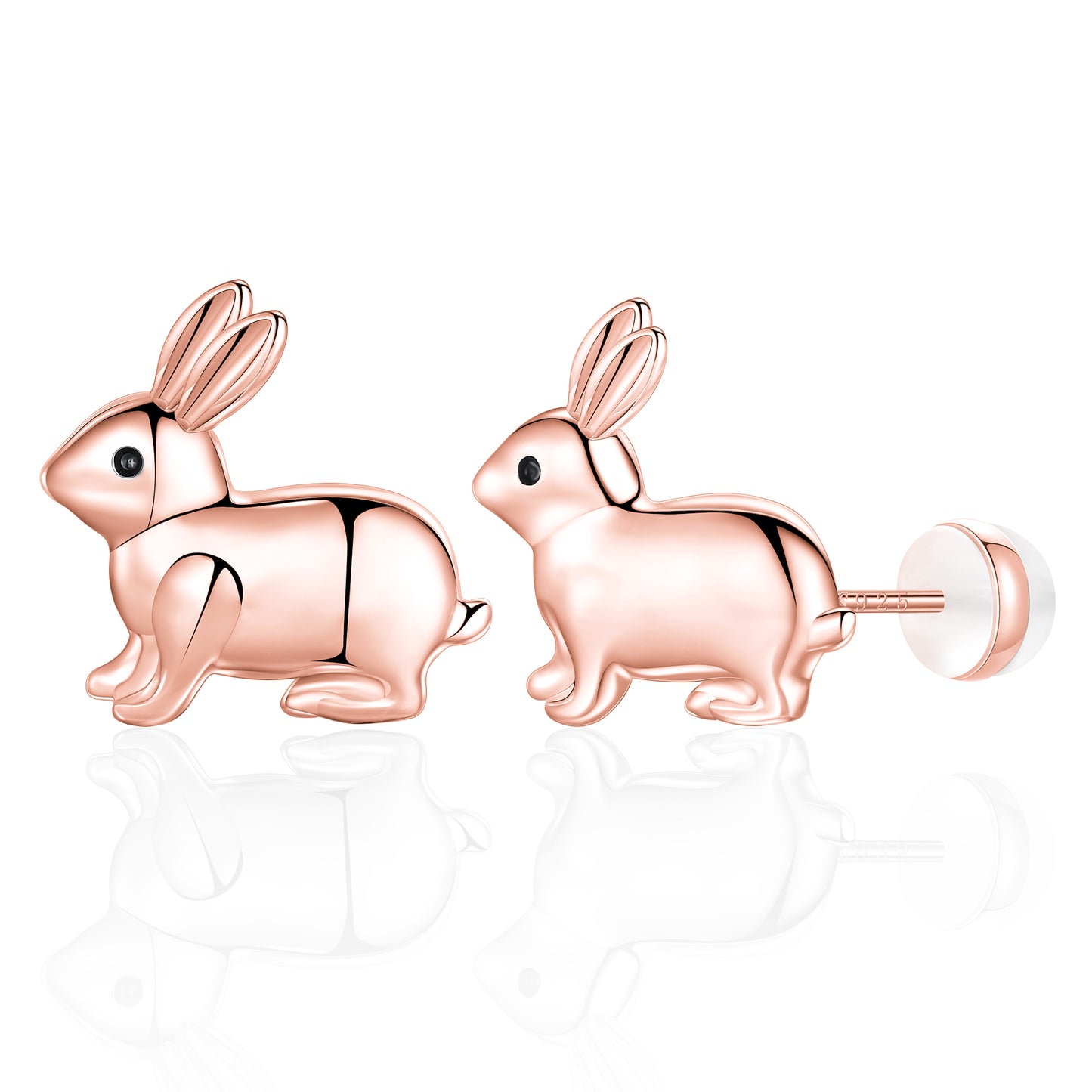 Rose Gold Plated Dainty Bunny Earrings Easter Gifts for Girls