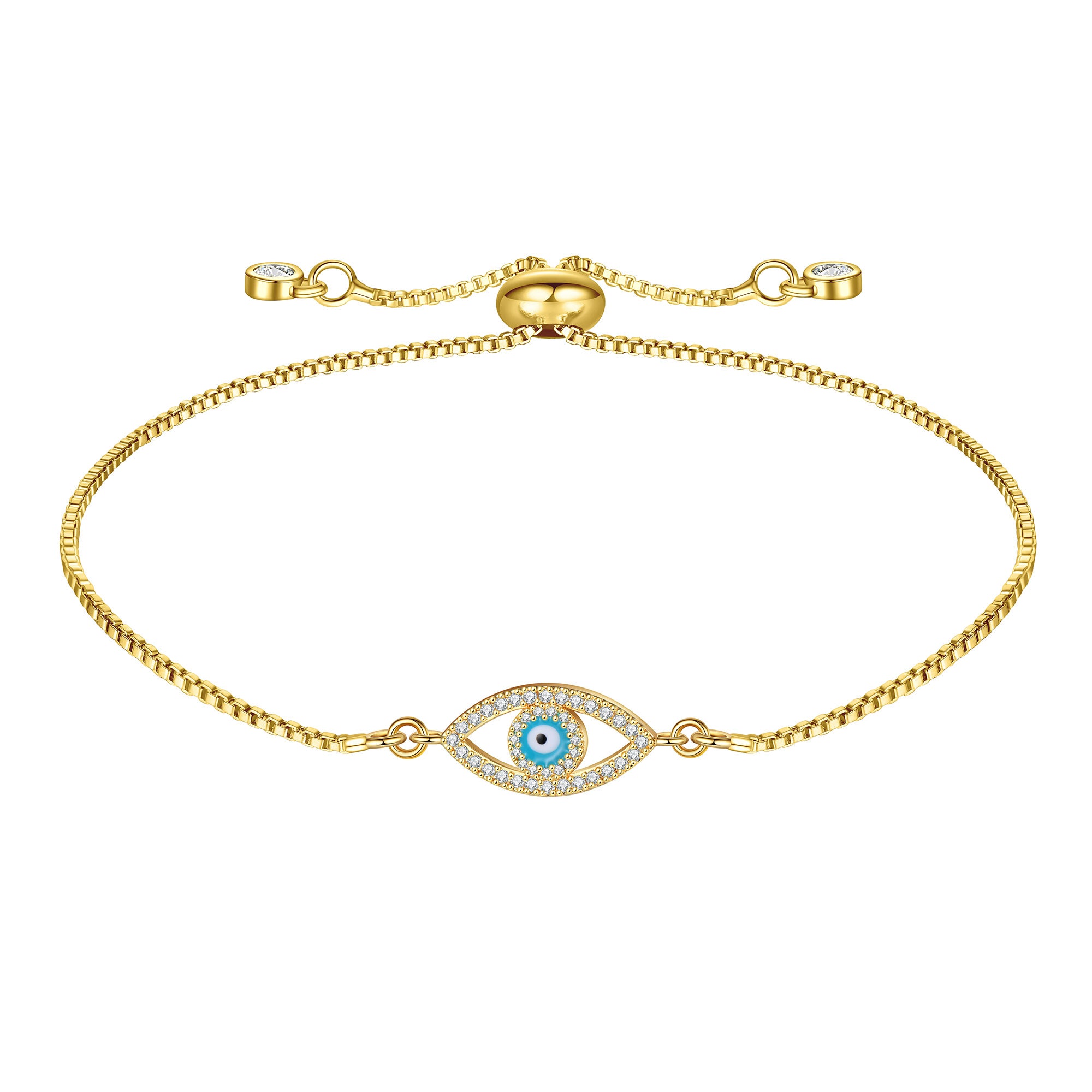  URSTAR Evil Eye Bracelets for Women, 14K Gold Evil Eye