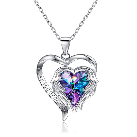 Mothers Day Gifts for Mom Grandma Angel Wing Pendant Necklace