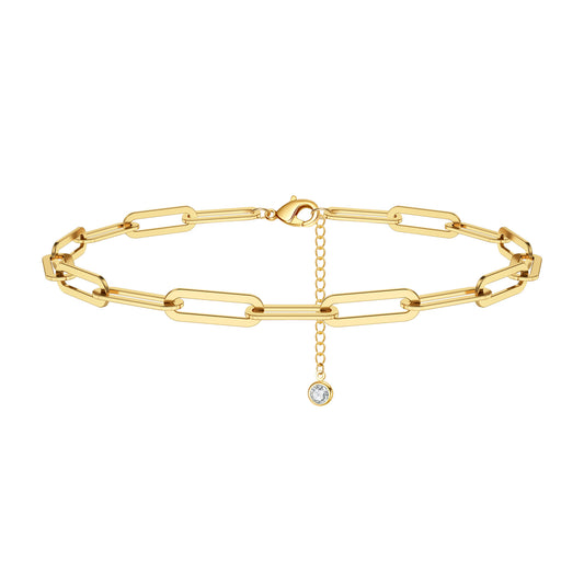 Personalized Gold Paperclip Link Chain Anklet