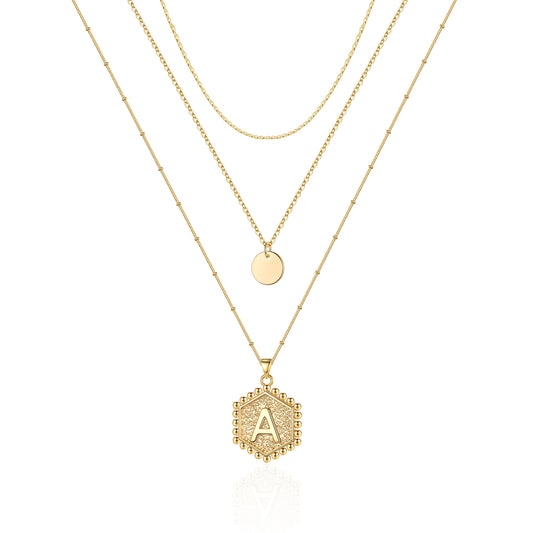 Gold Layered Initial Necklaces for Women