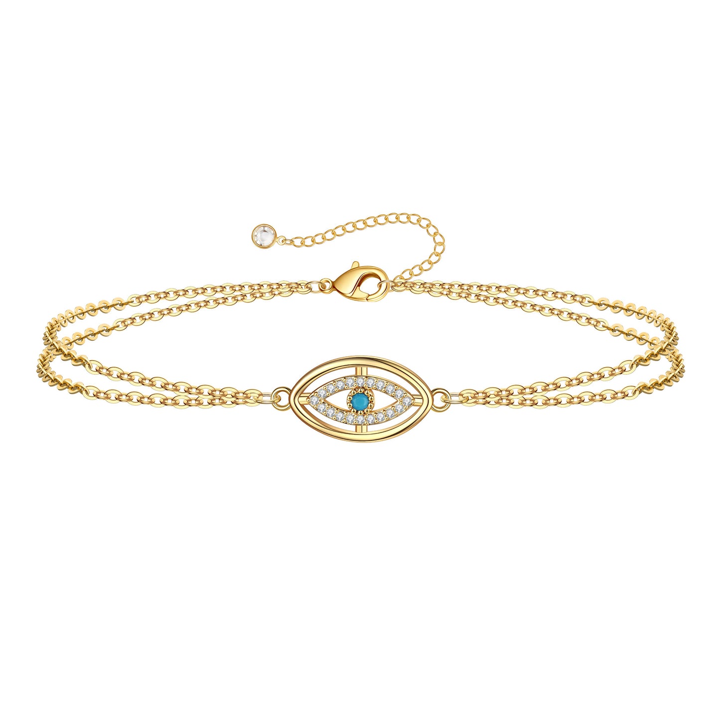 Layered Blue CZ Evil Eye Bracelet