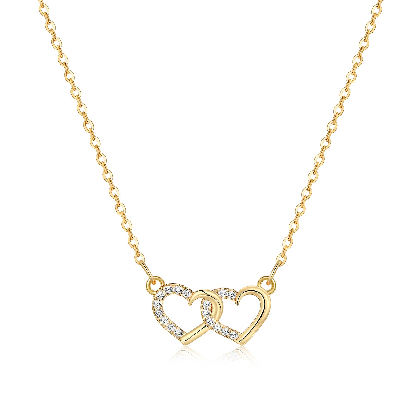 Dainty Two Love Heart Pendant Necklace