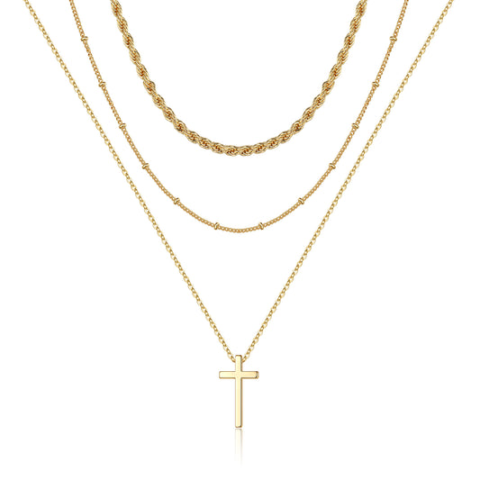 Personalized Layered Cross Pendant Necklace