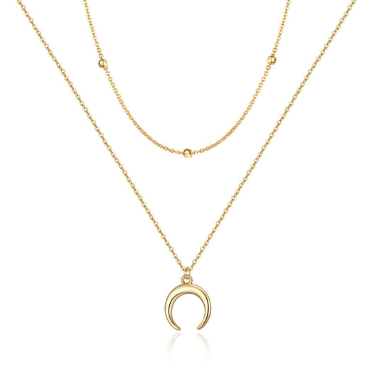 Layered Crescent Pendant Necklace