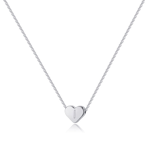 Heart Initial White Gold Necklaces for Women Girls